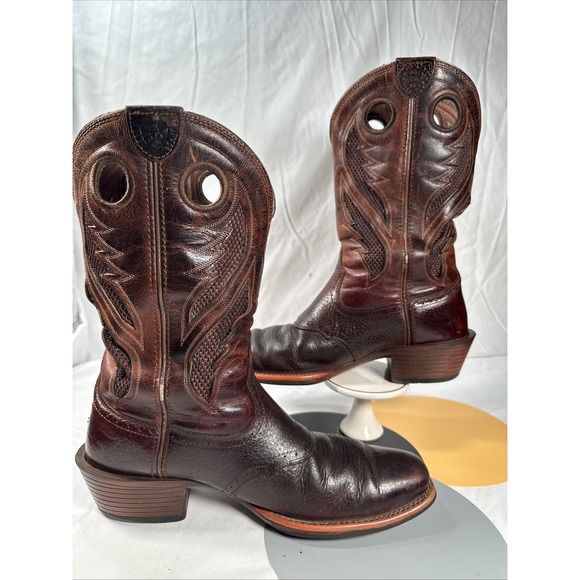 Ariat VentTEK Ultra Boots Men 10 D Western Brown Leather Square Toe Comfort Rode